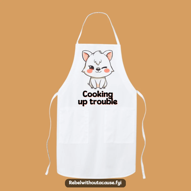 Funny Mischievous Animal Chalk Stencil Apron, Cook with a Wink Funny Gift