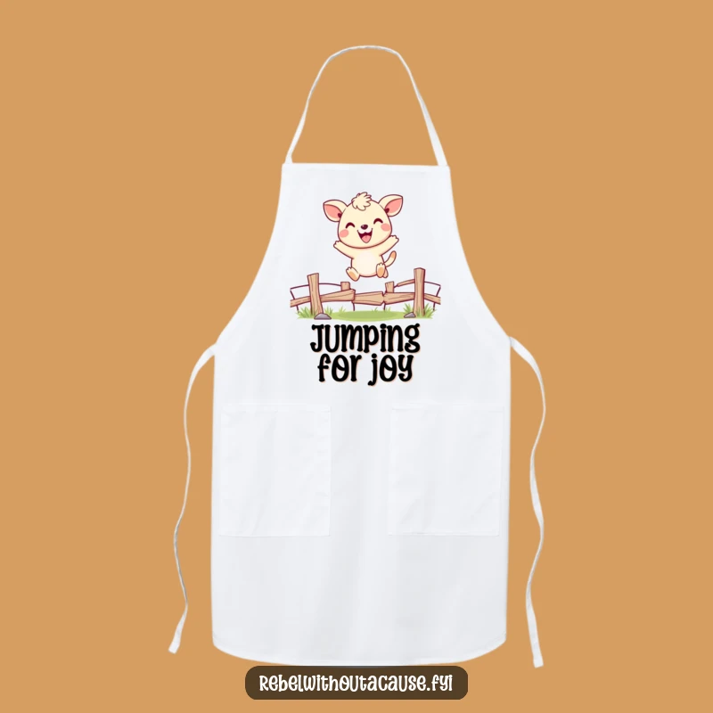 Funny Cheerful Animal Jumping Fence Apron, Cook with a Smile Funny Gift
