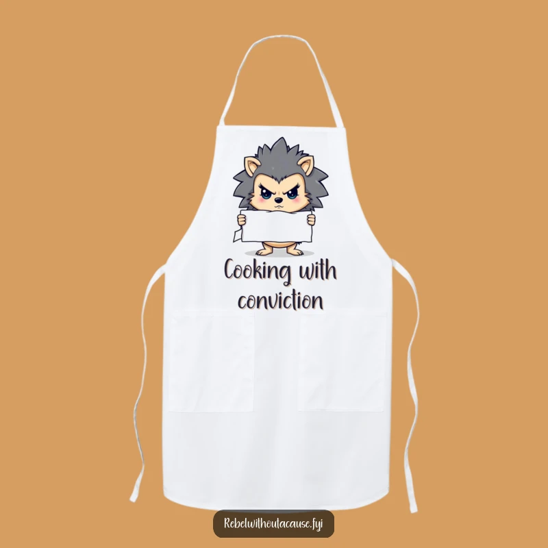 Funny Determined Hedgehog Apron - Stern Kitchen Messenger Wear - Great Funny Gift