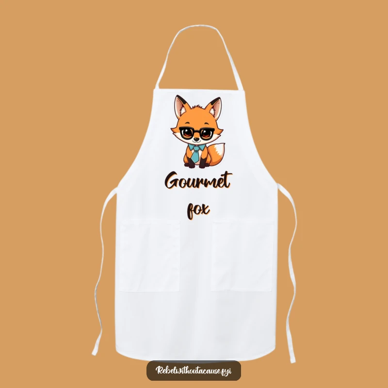 Funny Fox Apron: Jaunty Chef, Loose Tie Style, Kitchen Gift