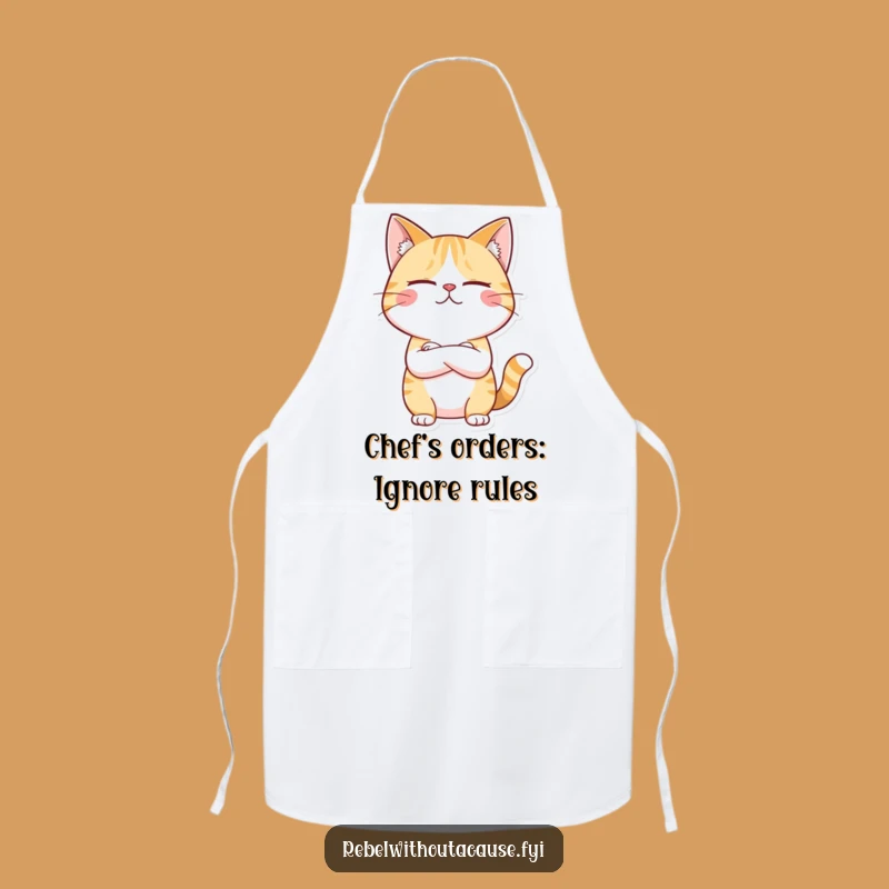 Funny Unimpressed Cat Apron - Sarcastic Kitchen Rule Breaker Wear - Great Funny Gift