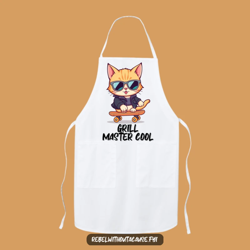Funny Cool Cat Skater Apron - Hilarious Kitchenwear for Cool Cats