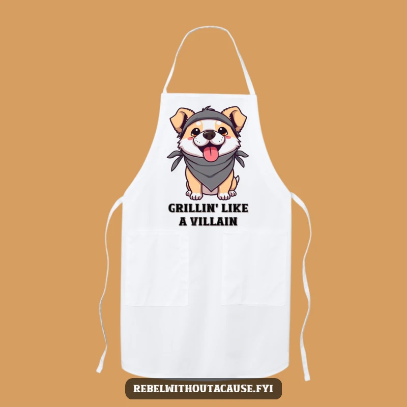 Funny Kawaii Dog Apron: Rebel Pup Chef Wear, Great Funny Gift for Cooks