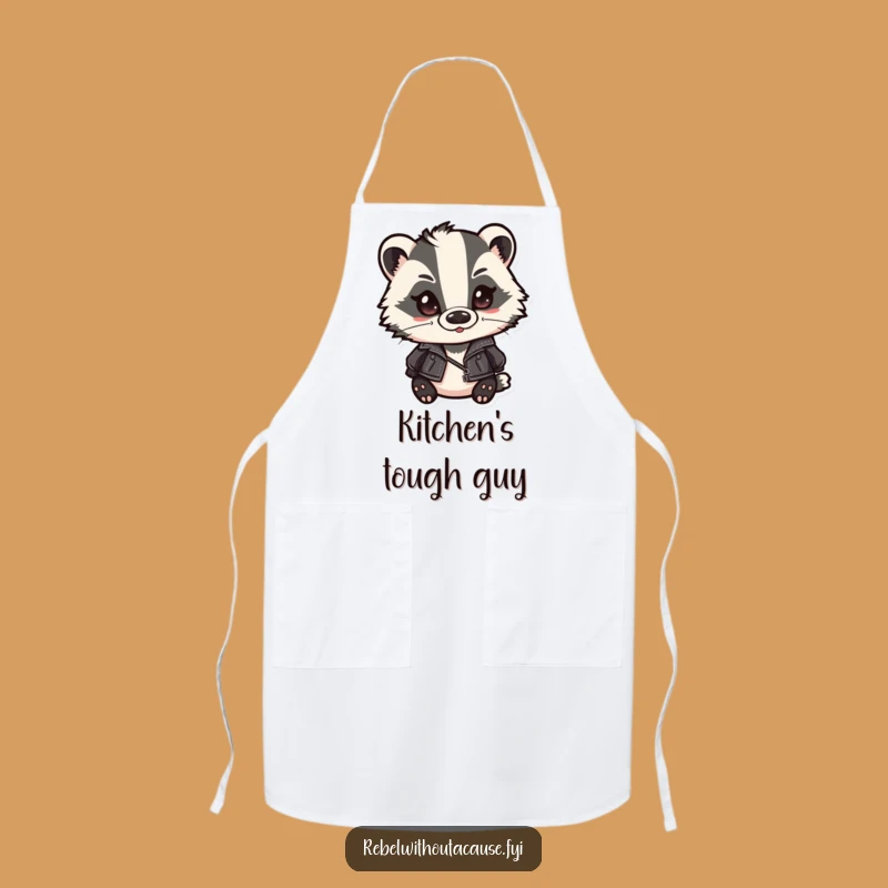 Funny Badger Biker Apron - Smirking Leather Jacket Badger Cooking Gift