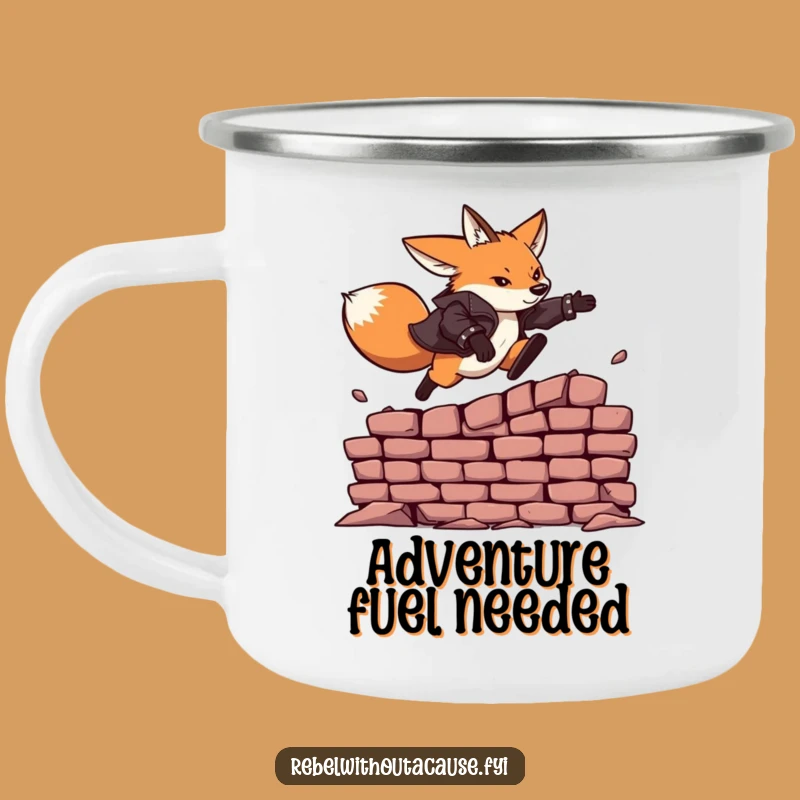 Funny Fearless Fox Leather Jacket Camping Mug: Fuel Your Adventures