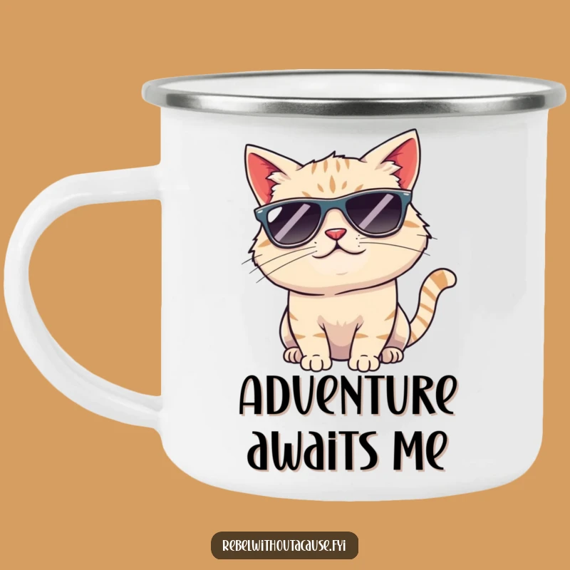 Funny Cool Cat Sunglasses Camping Mug: Adventure with Feline Swagger!