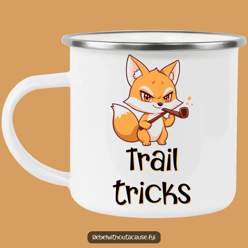 Funny Fox Butler Camping Mug: Enamel Bent Pipe Adventure Cup, Rugged Funny Gift