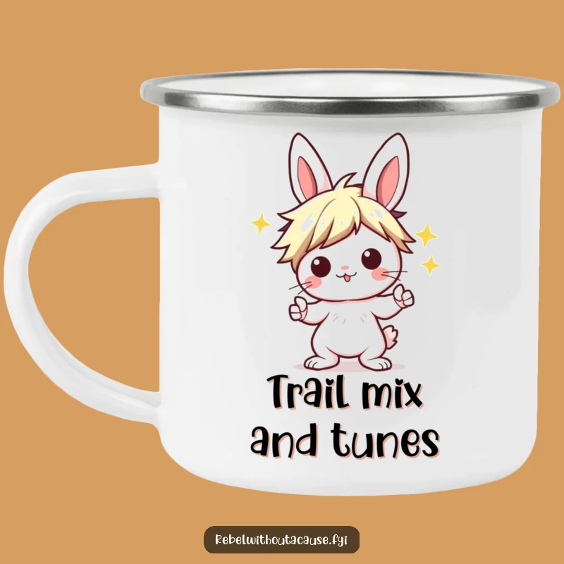 Funny Kawaii Bunny Camping Mug: Punk Rocker Cup, Awesome Funny Gift for Hikers