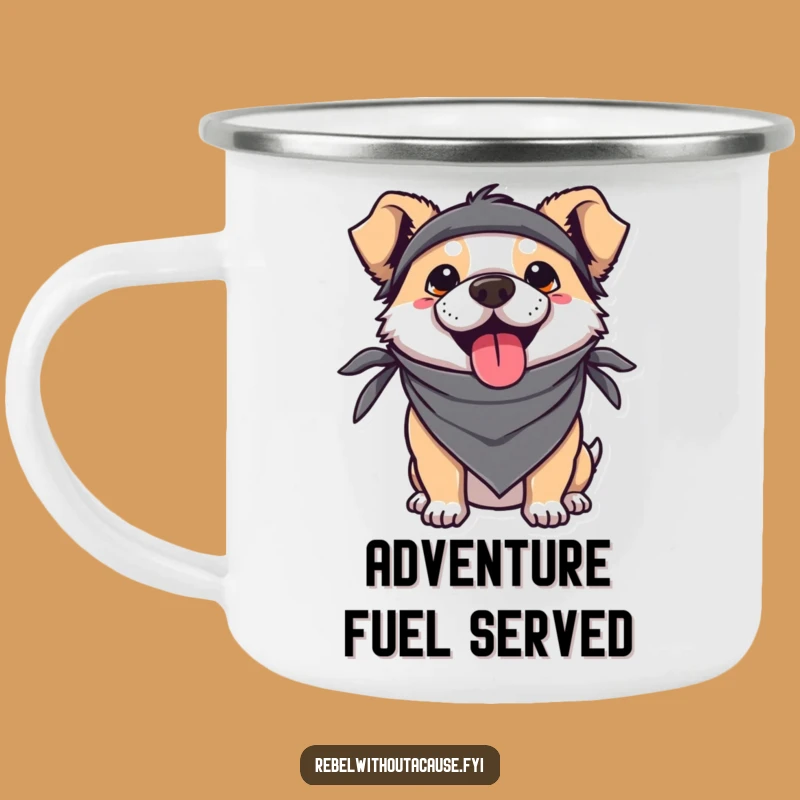 Funny Kawaii Dog Camping Mug: Rebel Pup Cup, Awesome Funny Gift for Campers
