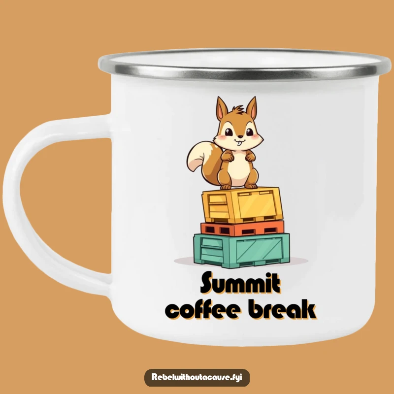 Funny Squirrel Victory Camping Mug: Durable & Hilarious with Fearless Rodent, Outdoor Triumph