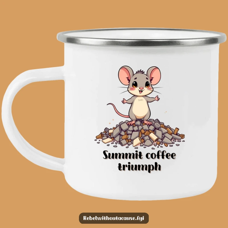 Funny Brave Mouse Camping Mug: Sip with Strength Outdoors!