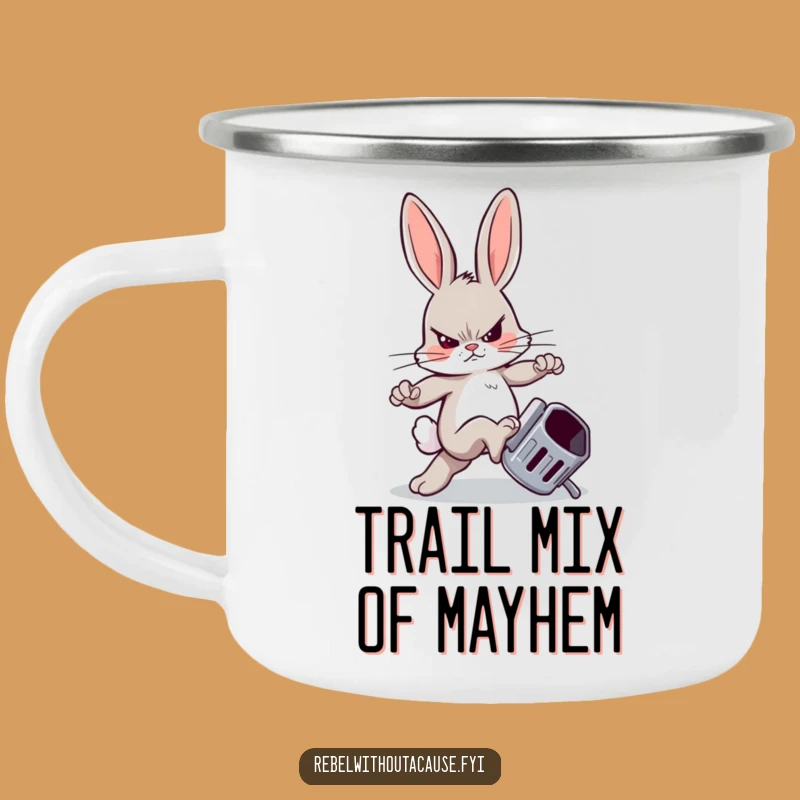 Funny Rebellious Bunny Camping Mug: Adventure with Attitude, Funny Gift