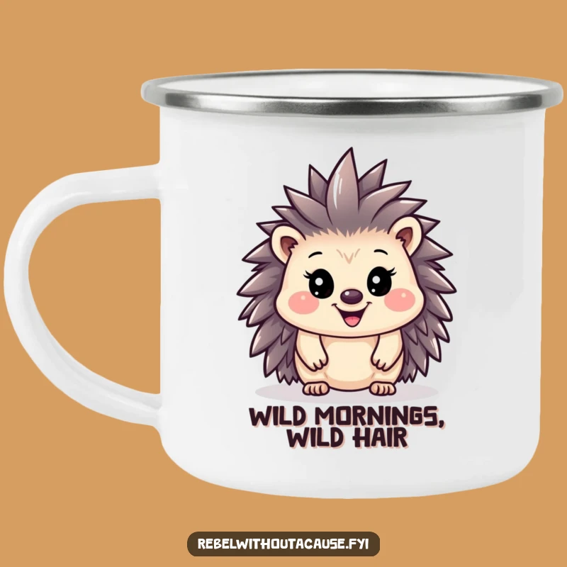 Funny Hedgehog Mohawk Camping Mug: Fuel Your Adventures with Punk