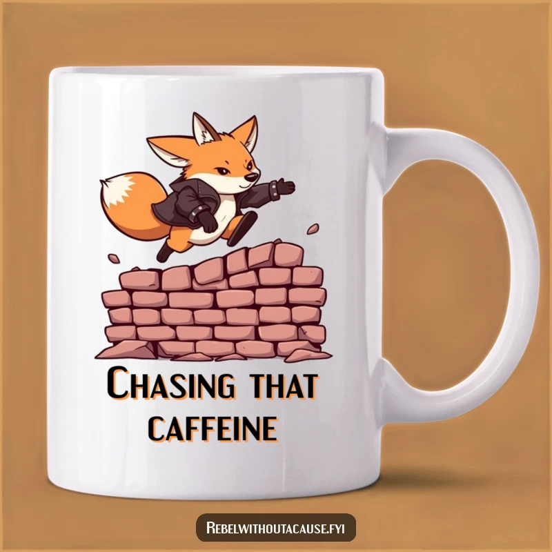 Funny Fearless Fox Leather Jacket Mug: Epic Action Gift for Bold Personalities