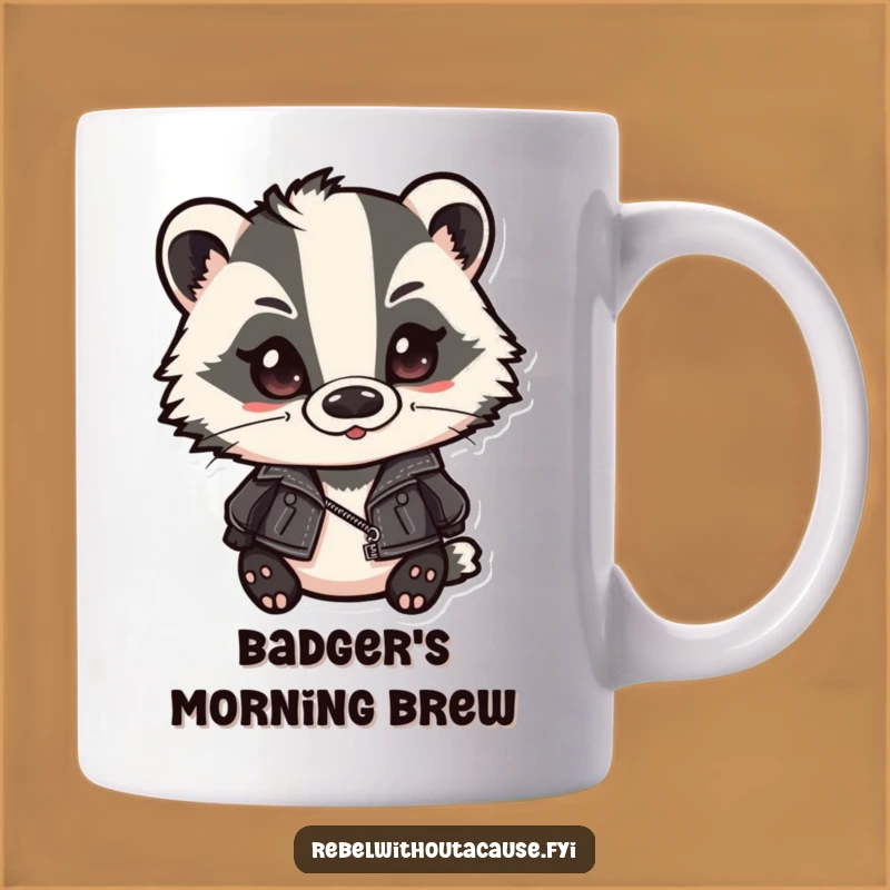 Funny Badger Biker Mug - Cool Smirking Leather Jacket Badger Perfect Gift