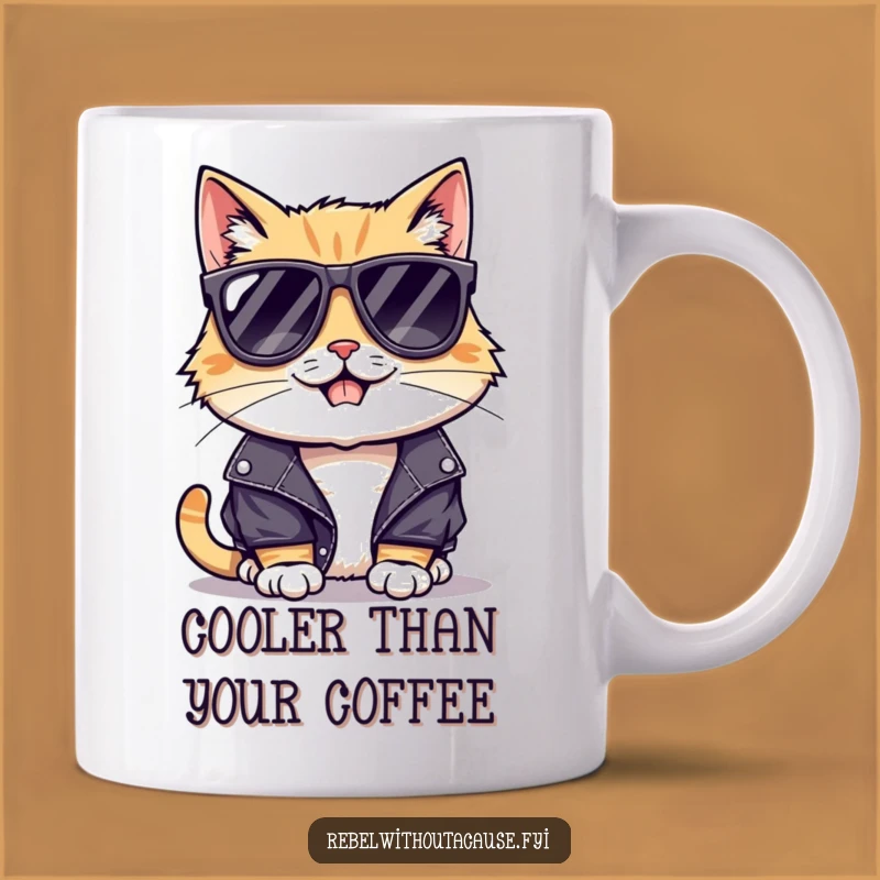 Funny Cool Cat Mug: Rocker Feline Gift for the Stylish & Sarcastic!