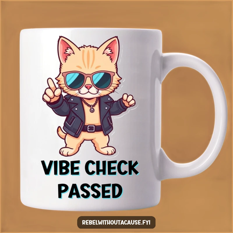 Funny Cool Cat Mug: Sunglasses & Leather Jacket, Stylish & Funny Gift