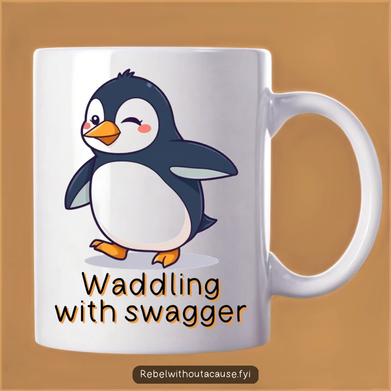 Funny Penguin Strut Mug: Determined Sassy Bird Gift for Confident Chicks