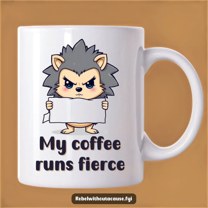 Funny Stern Hedgehog Mug - Determined Message Holder Cup - Perfect Funny Gift