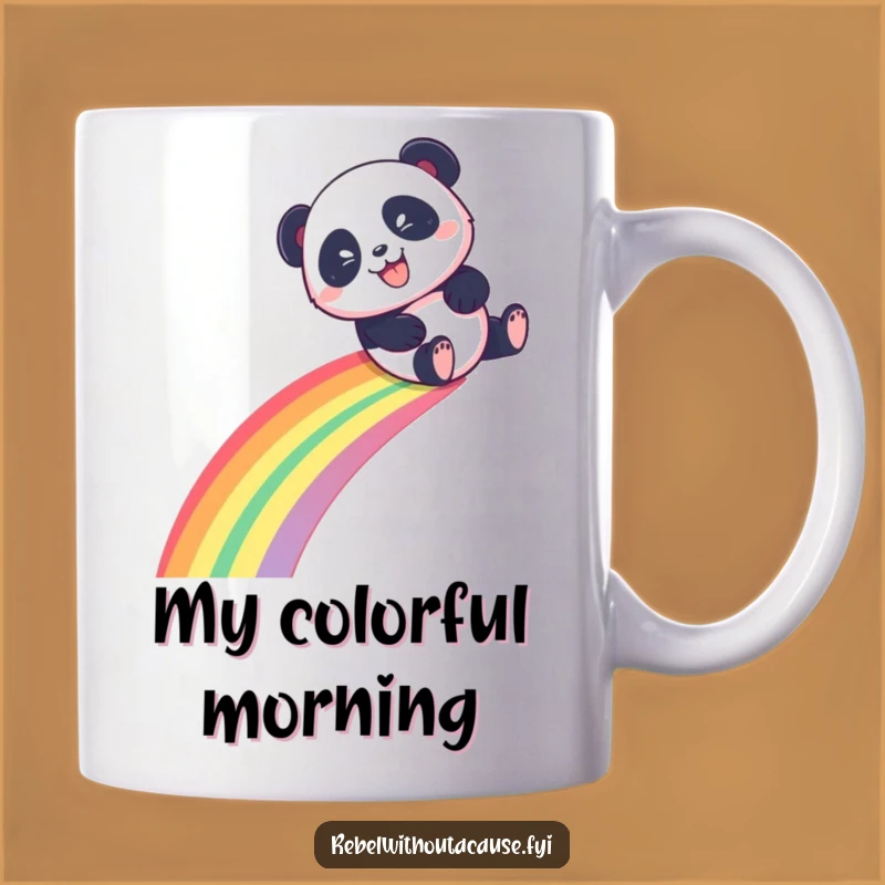 Funny Panda Rainbow Mug, Playful Slide Design, Mischievous Grin, Perfect Funny Gift