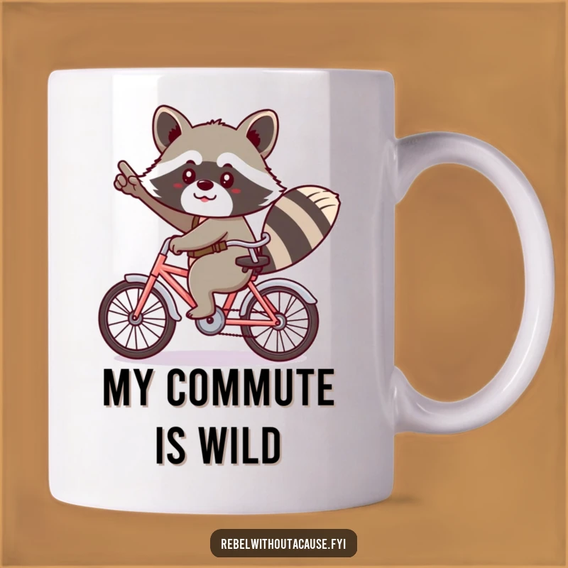 Funny Kawaii Raccoon Bicycle Gift Mug - Cheeky Retro Ride!