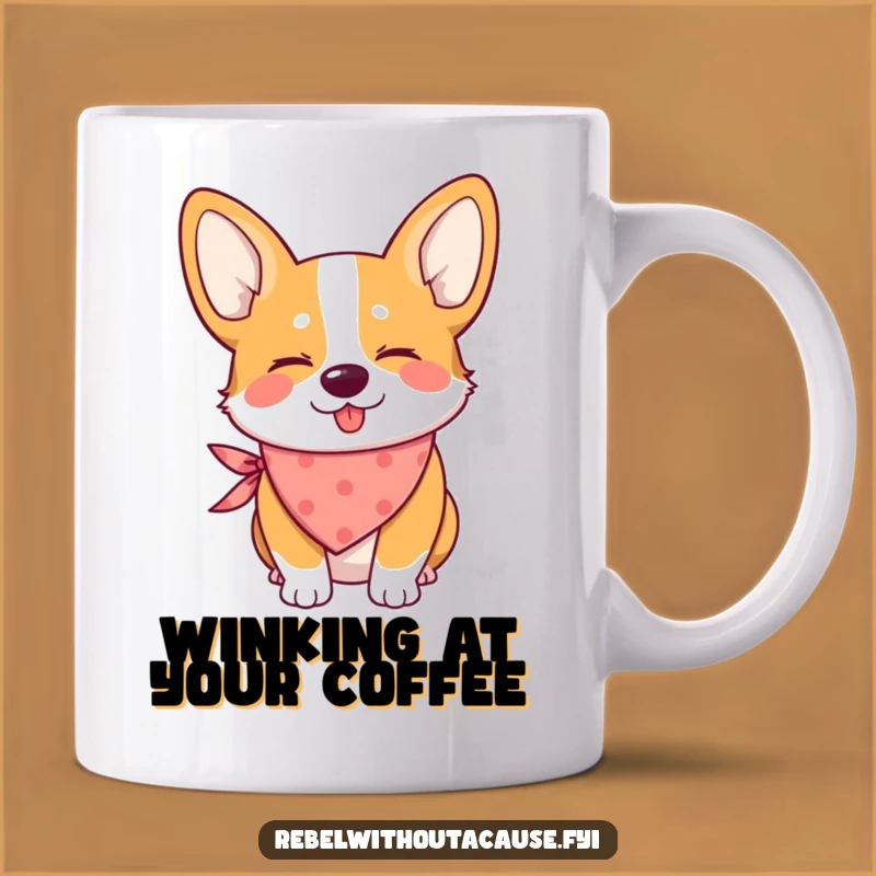 Funny Winking Corgi Bandana Mug: Adorable and Cheeky Gift for Dog Lovers