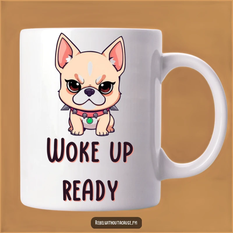 Funny Dog Mug: Spiked Collar Rebel, Determined Look, Perfect Funny Gift