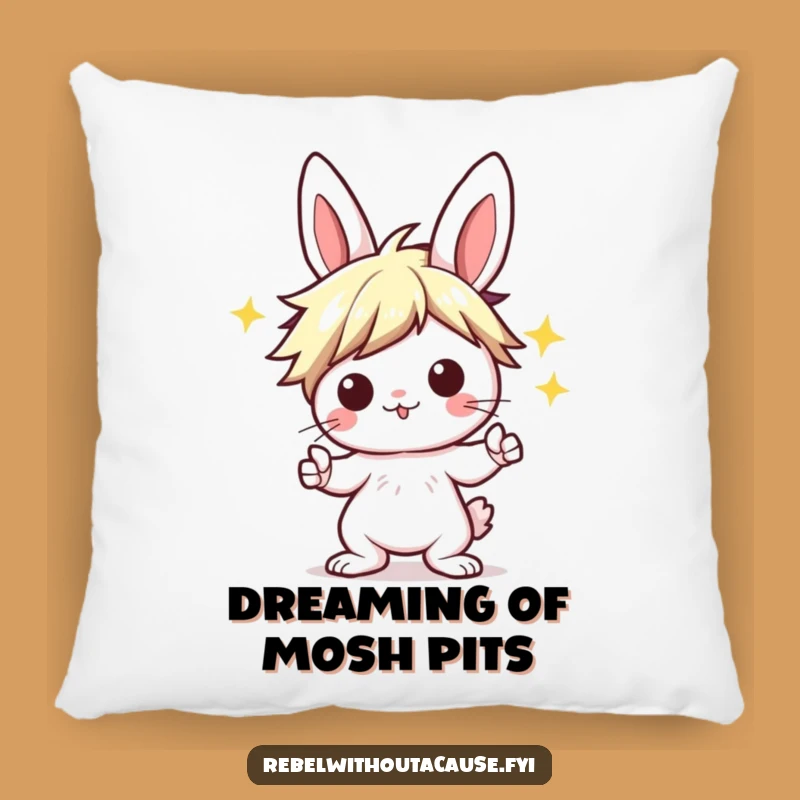 Funny Kawaii Bunny Pillow: Punk Rocker Cushion, Adorable Funny Gift