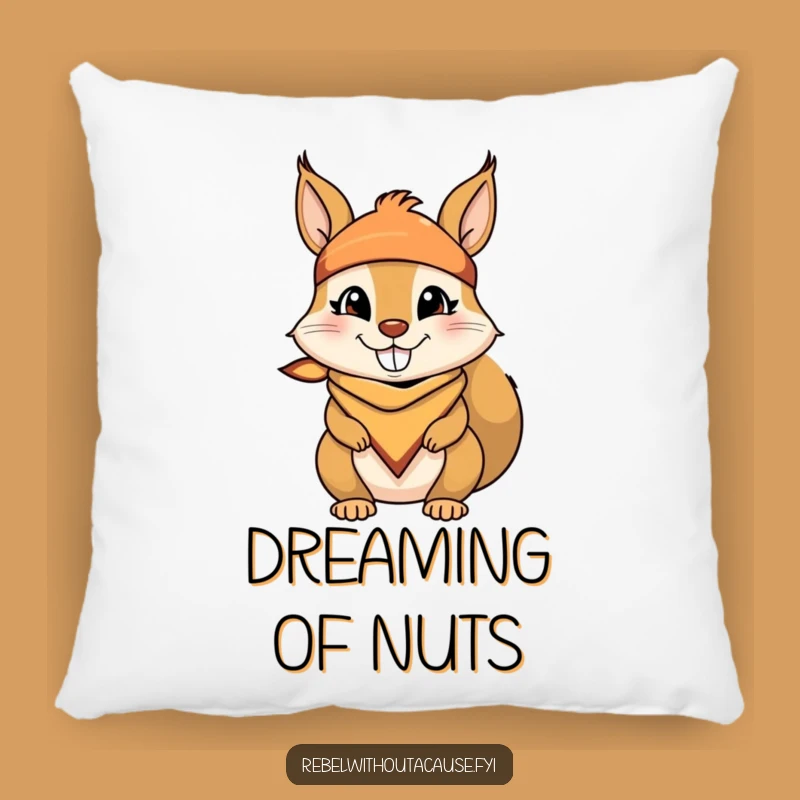 Funny Squirrel Pillow: Bandana Grin, Mischievous Accent, Cozy Gift