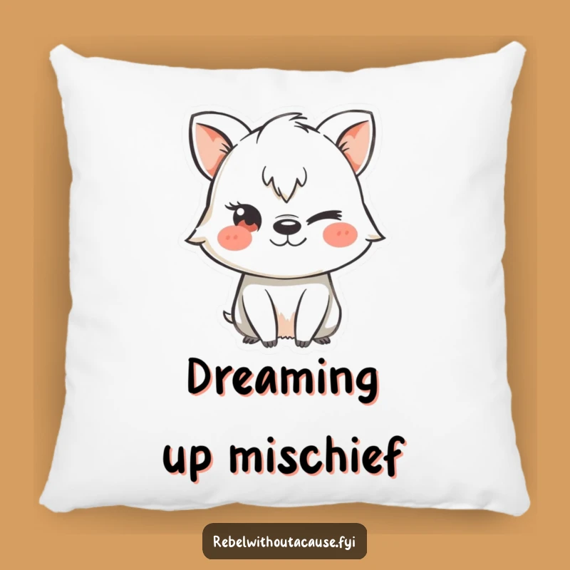 Funny Mischievous Animal Chalk Stencil Pillow, Cozy Intrigue Funny Gift
