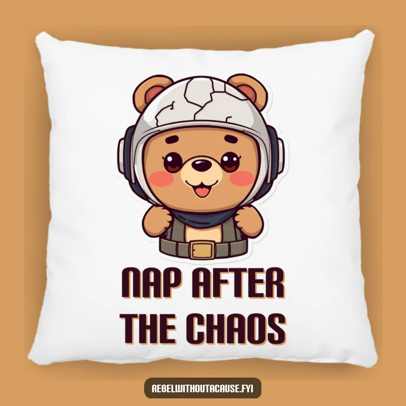 Funny Cheerful Bear Pillow - Adventure Ready Cushion - Adorable Funny Gift