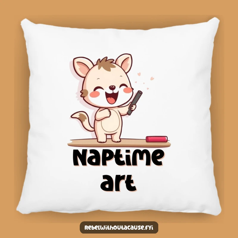 Funny Joyful Animal Chalk Wall Pillow, Cozy Art Funny Gift