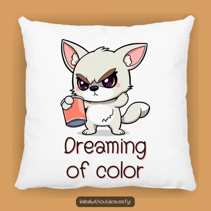 Funny Rebellious Animal Paint Can Pillow - Cozy Defiant Comfort