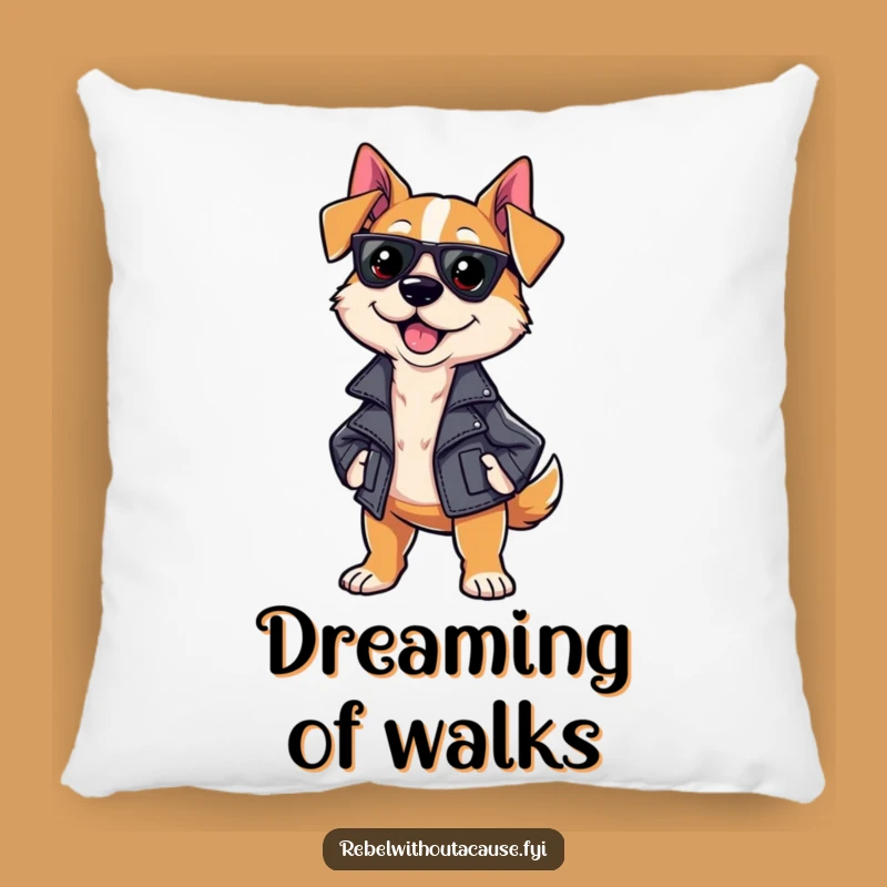 Funny Sassy Dog Pillow: Soft Leather Jacket Strut Cushion, Cozy Funny Gift