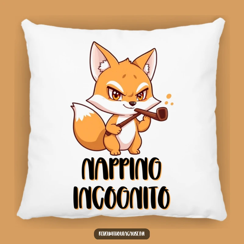 Funny Fox Butler Pillow: Soft Mischievous Grin Bent Pipe Cushion, Cozy Funny Gift