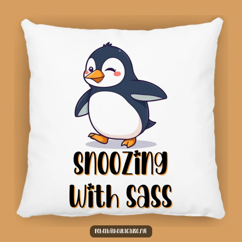 Funny Penguin Strut Pillow: Cozy Sassy Decor, Determined Comfort Gift
