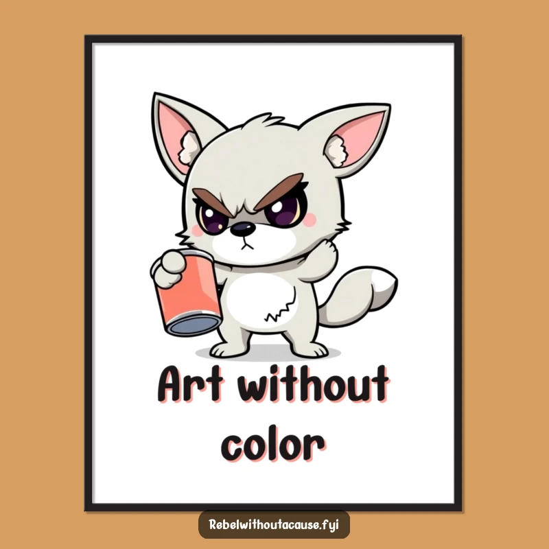 Funny Rebellious Animal Paint Can Digital Art - Defiant Artistic Decor