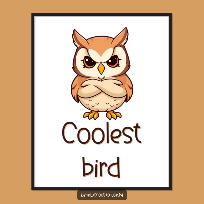 Funny Bold Owl Digital Art - Printable Cool Wisdom - Instant Funny Gift!