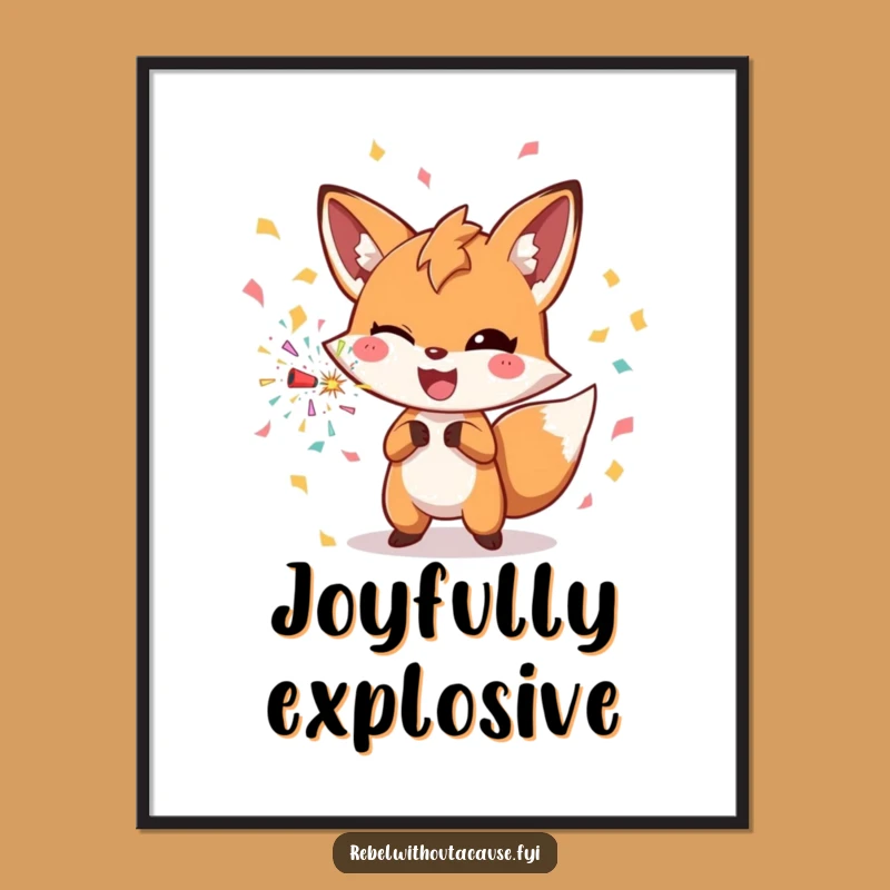 Funny Fox Confetti Digital Art Print: Instant Party Wall Decor