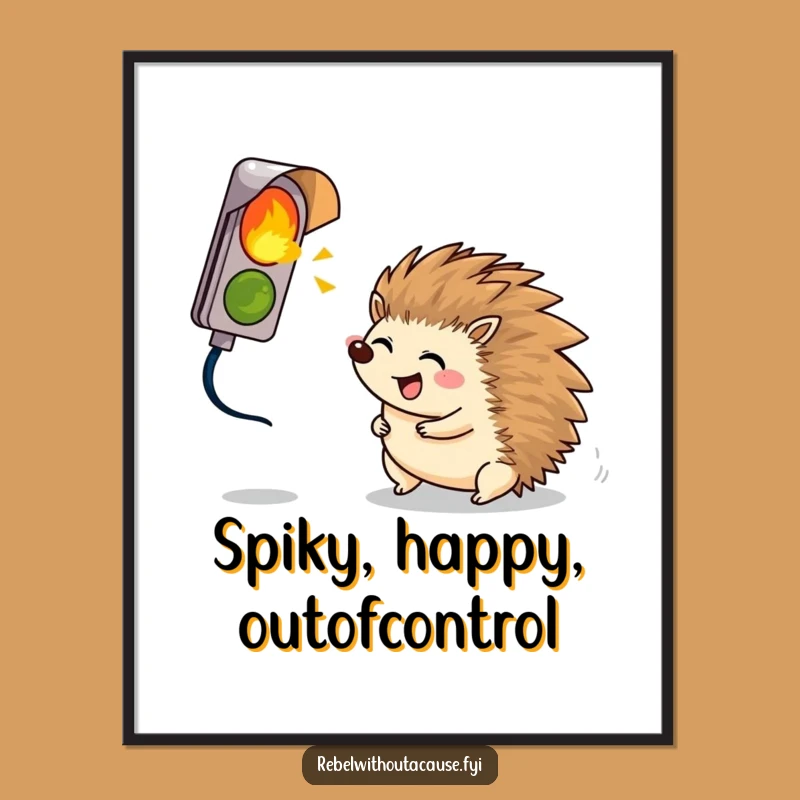 Funny Hedgehog Rolling Digital Art: Instant Whimsical Download