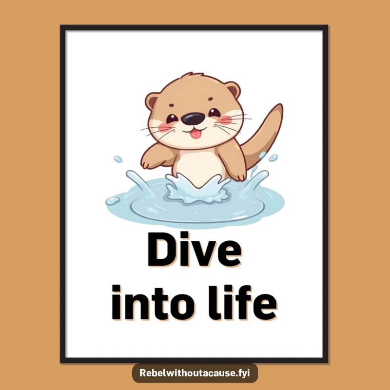 Funny Otter Dive Digital Art Print: Instant Joy for Your Walls!