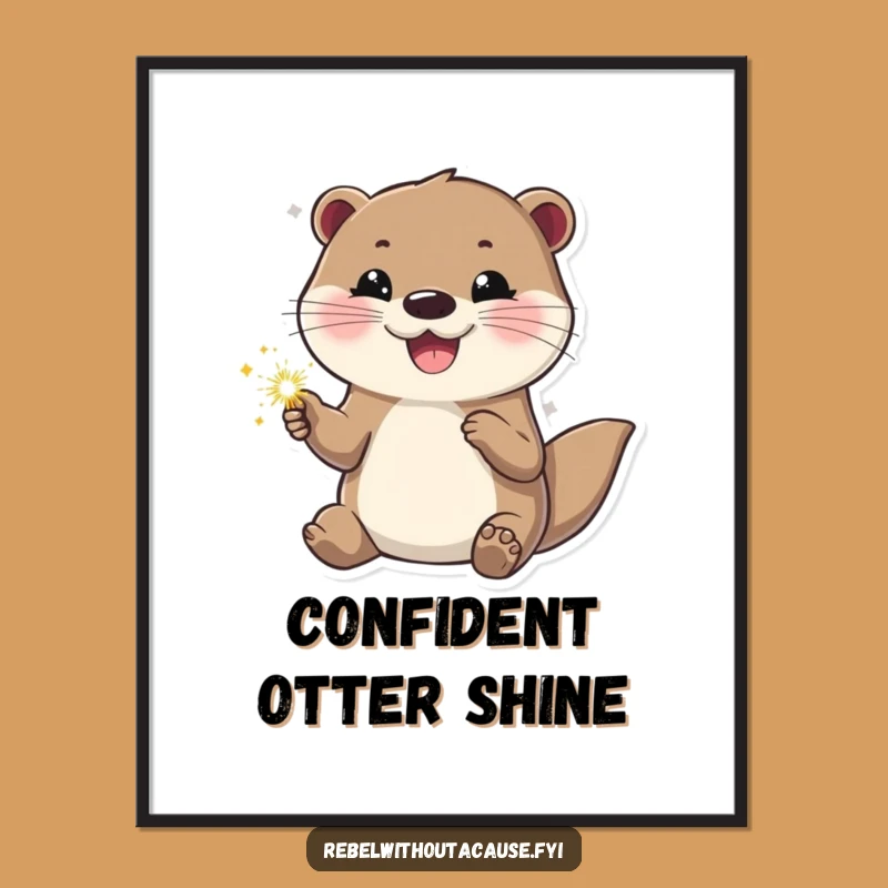 Funny Otter 'Sparkle On' Digital Art - Cool Confident Otter Print Gift