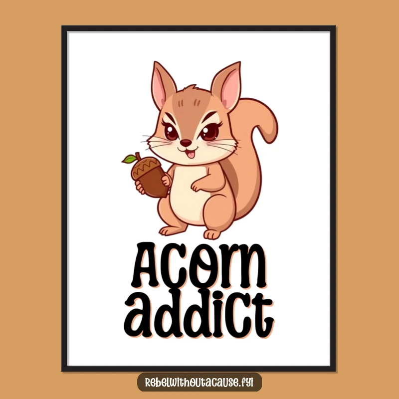 Funny Squirrel Digital Art: Determined Acorn Guard, Instant Focus & Funny Gift