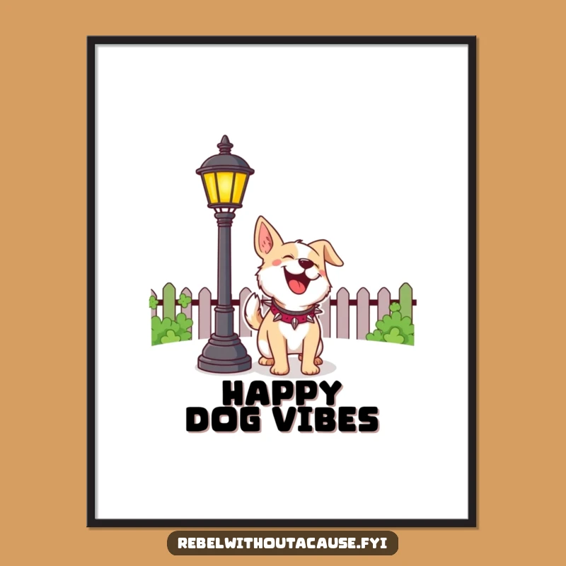Funny Dog Barking Lamppost Digital Art - Hilarious Printable Decor