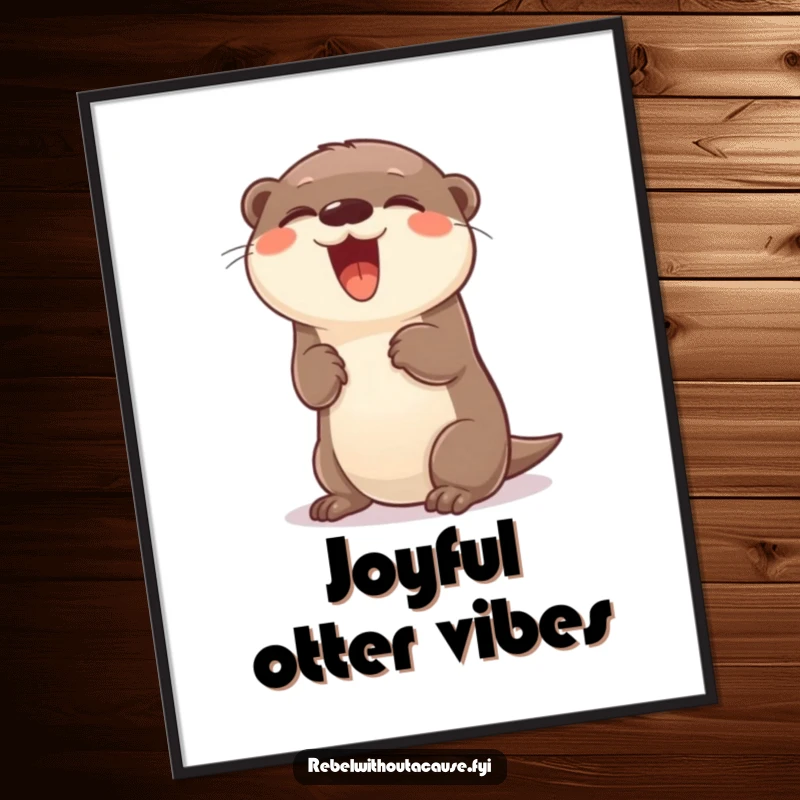 Funny giggling otter with a carefree attitude doing a playful flip as digital art.