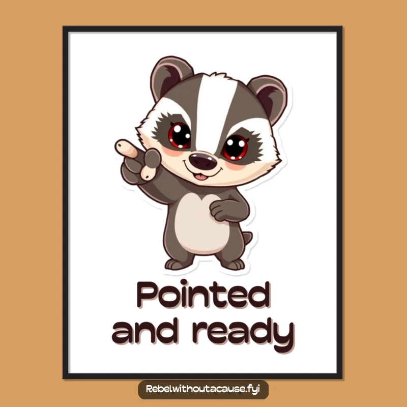 Funny Bold Badger Digital Art Print: Instant Motivation for Your Walls!
