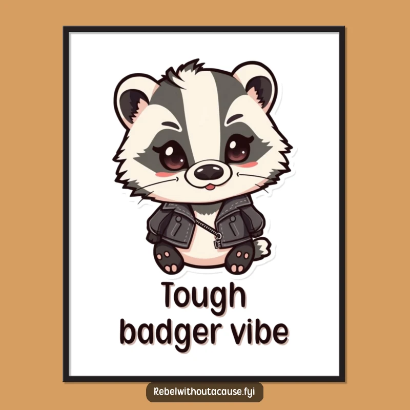 Funny Badger Biker Digital Art - Smirking Leather Jacket Badger Cool Print Gift