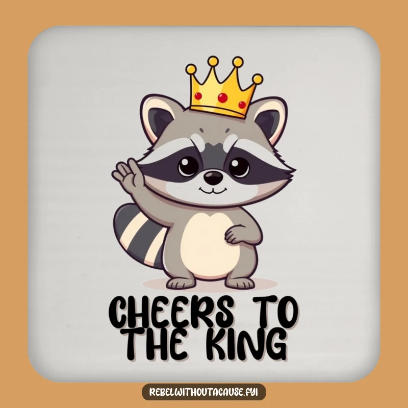 Funny Raccoon King Coasters: Protect Surfaces with Royal Bandit Humor, Perfect Funny Gift