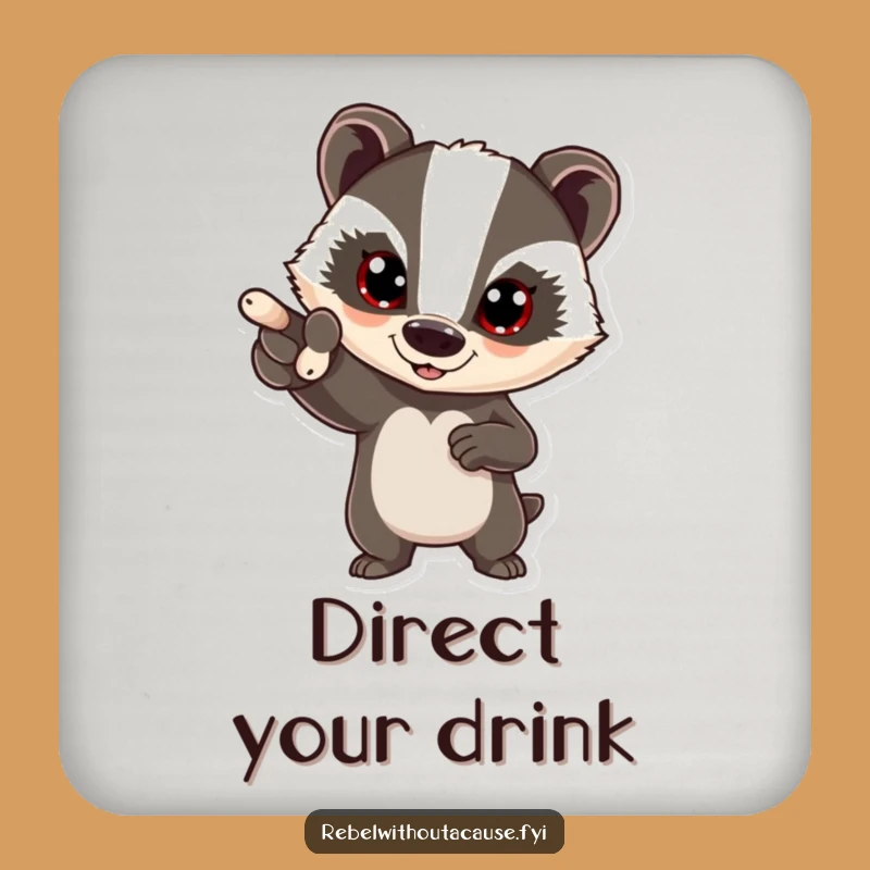 Funny Bold Badger Drink Coaster: Protect Surfaces with Direction!