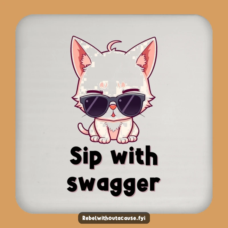 Funny Cat Wink Drink Coaster: Protect Surfaces with a Sassy Sunglasses Cat